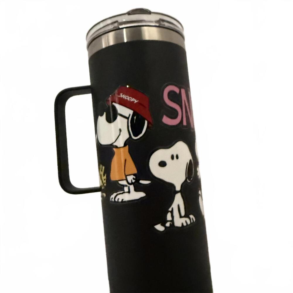 Snoopy Themed Black Travel Thermos with Handle20 oz - Picture 3 of 5